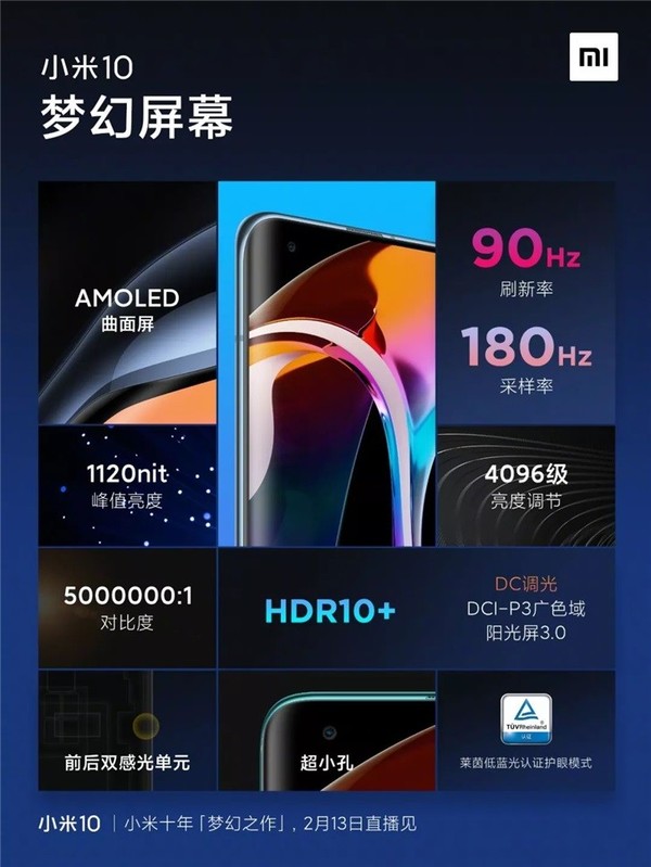 小米10屏幕參數